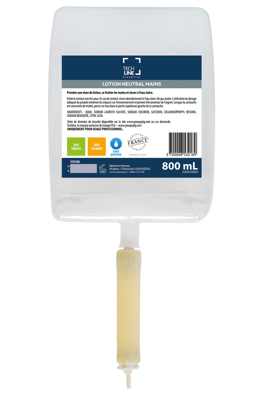 SAVON MAINS NEUTRAL TECHLINE CARTOUCHE 800ML X6