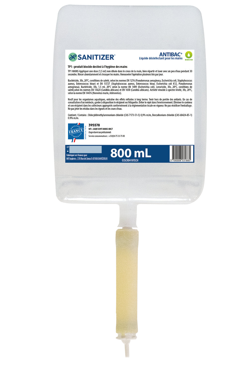 SAVON ANTIMICROBIEN ANTIBAC CARTOUCHE PLG 800ML X6