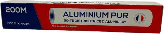 ALUMINIUM ROULEAU EN BOÎTE DISTRIBUTRICE 11µ 44CM X 200M