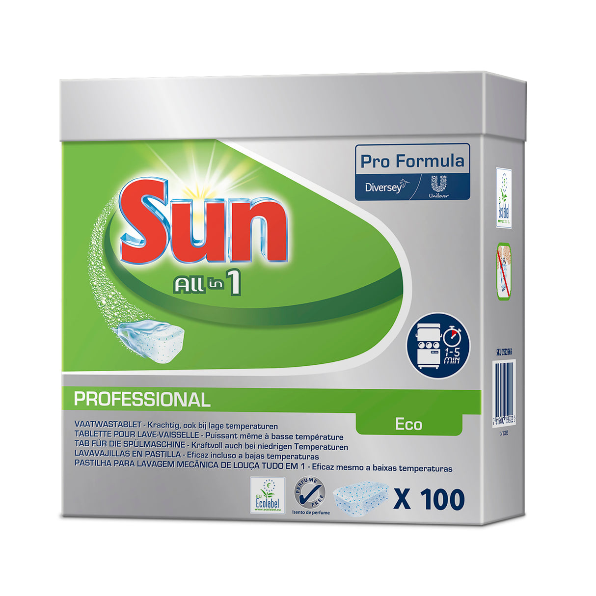 DETERGENT TABLETTES VAISSELLE SUN PROFESSIONNEL ALL IN 1 ECOLABEL EU X100