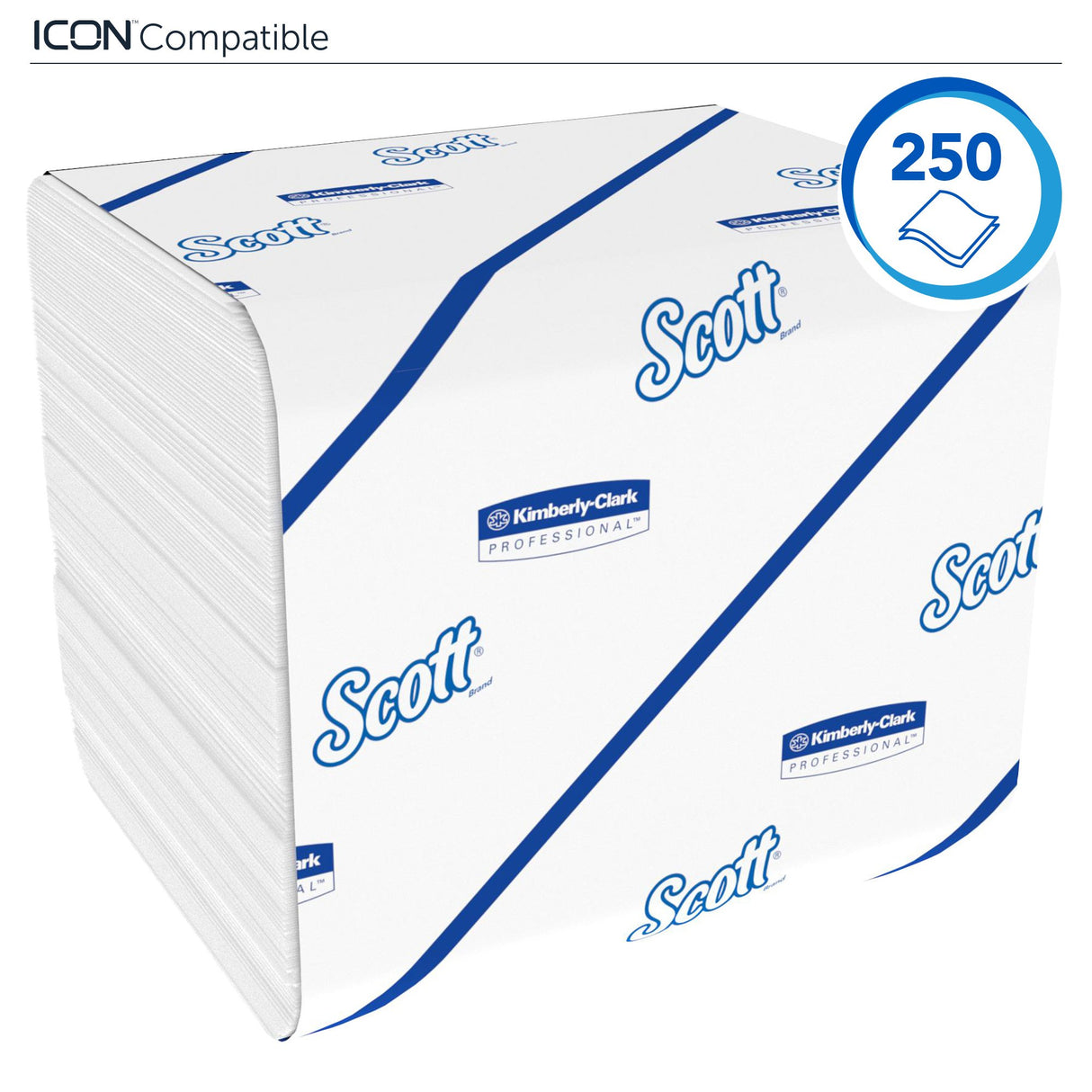 PAPIER TOILETTE PLIÉ SCOTT® BLANC 250 FORMATS 2 PLIS ECOLABEL X36
