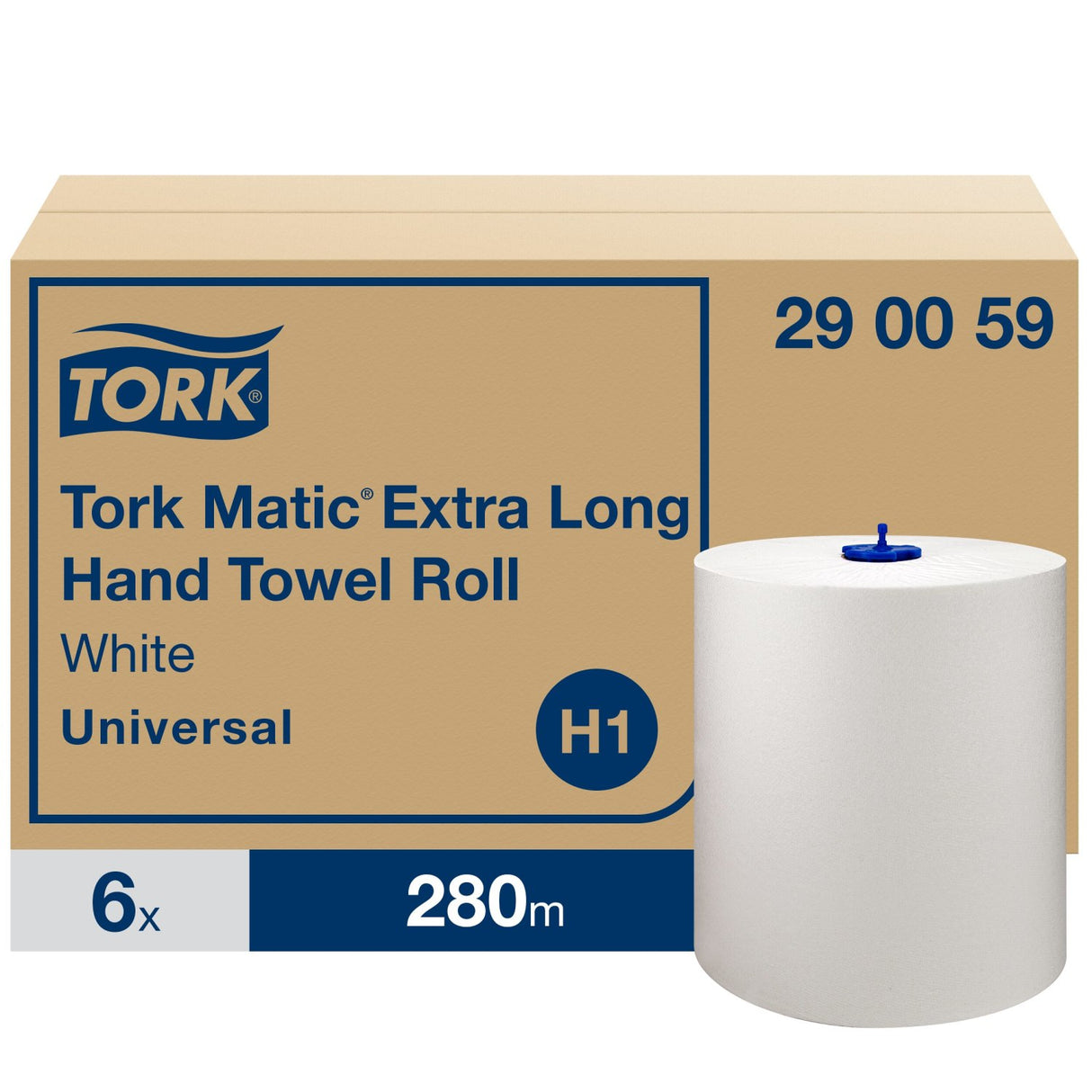 ESSUIE-MAINS ROULEAU TORK MATIC® UNIVERSAL H1 BLANC 280M 1 PLI ECOLABEL X6