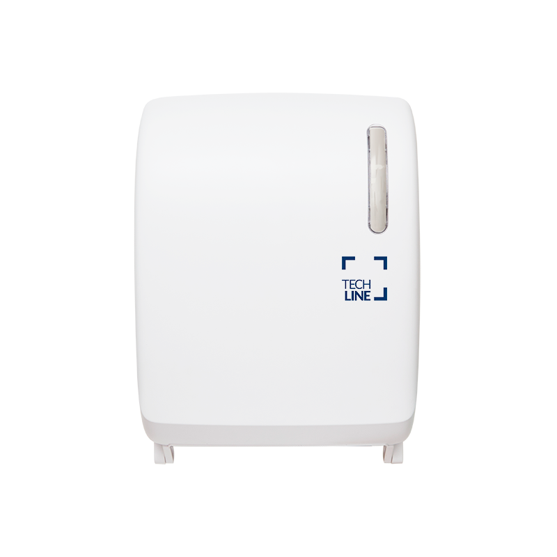 DISTRIBUTEUR D’ESSUIE-MAINS ROULEAUX À DÉCOUPE AUTOMATIQUE TECHLINE BLANC