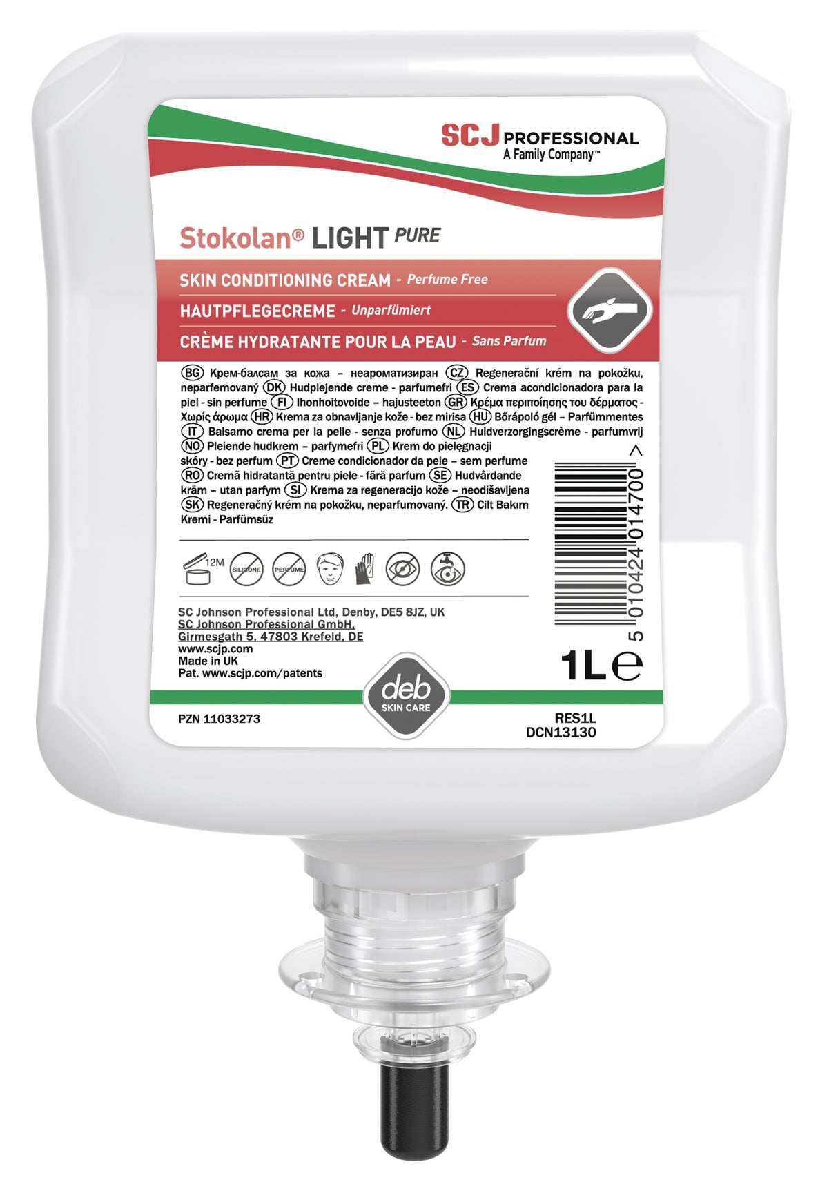 CRÈME MAINS STOKOLAN® LIGHT PURE CARTOUCHE 1L X6