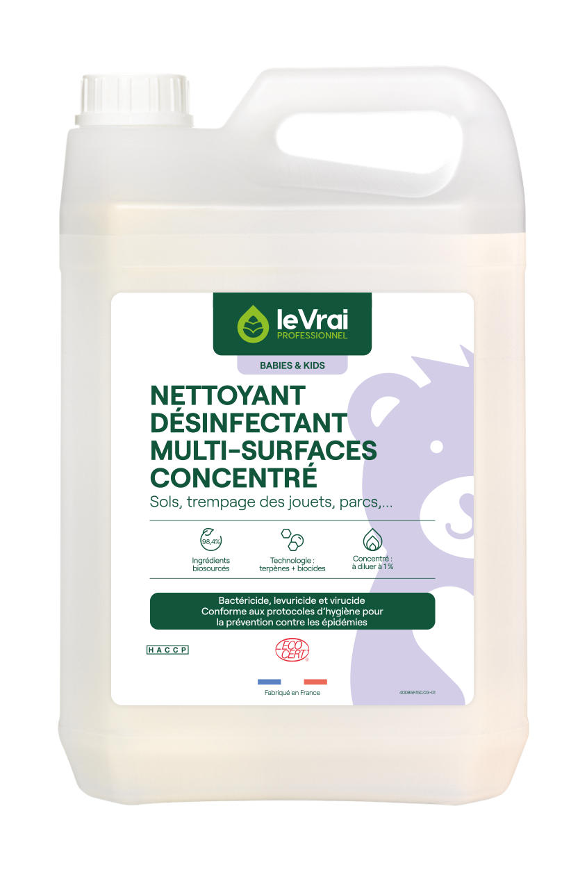 DETERGENT DESINFECTANT MULTI SURFACES CONCENTRE BABIES & KIDS LE VRAI PROFESSIONNEL 5L