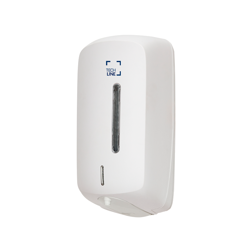DISTRIBUTEUR À DÉTECTION OPTIQUE SAVON LOTION GEL À RÉSERVOIR TECHLINE 1L BLANC