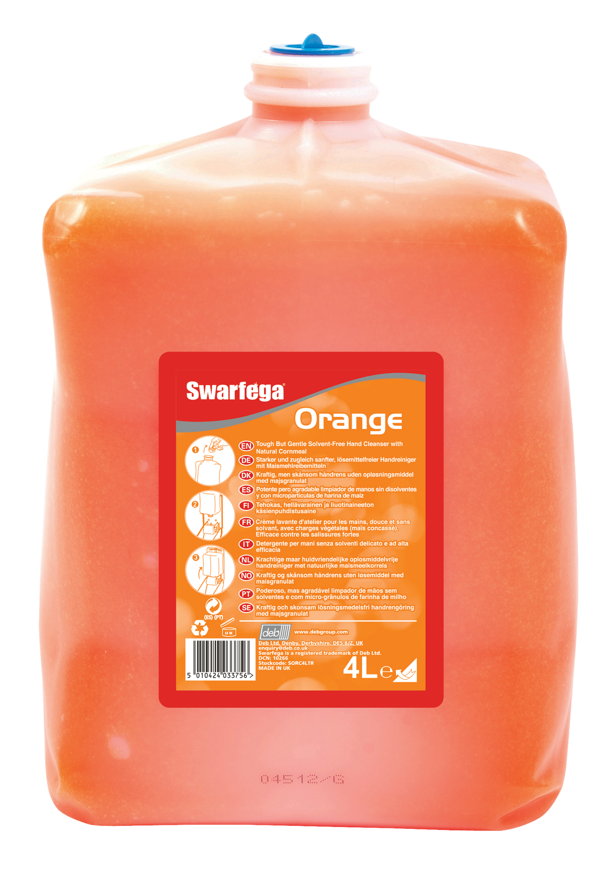 SAVON ATELIER SANS SOLVANT SWARFEGA® ORANGE CARTOUCHE 4L X4