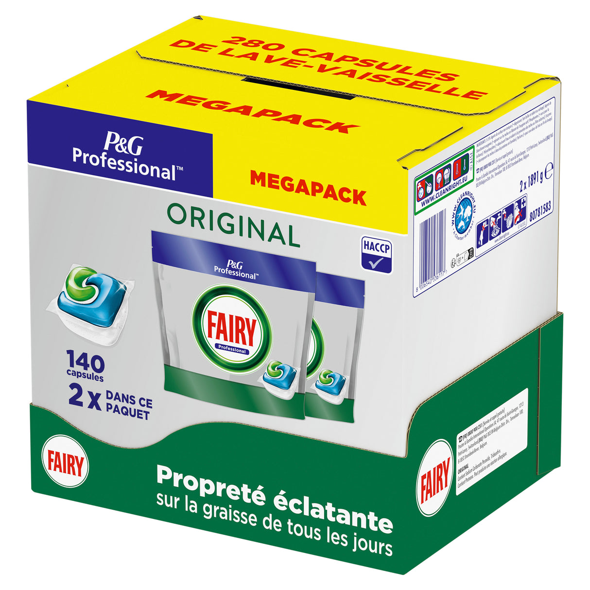 DETERGENT DOSETTE LAVE VAISSELLE 3 EN 1 FAIRY PROFESSIONAL X140