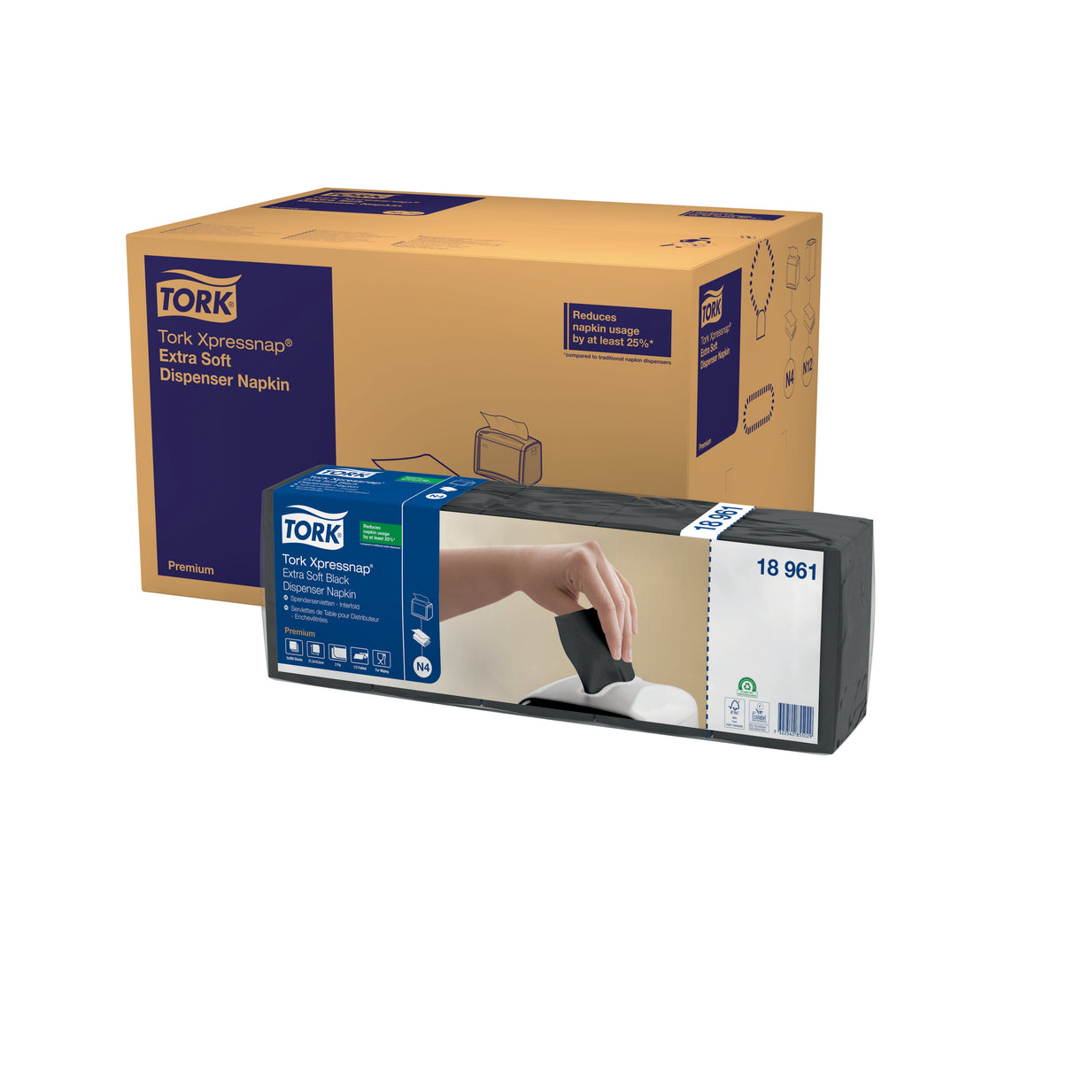SERVIETTE POUR DISTRIBUTEUR 21.3X16.5CM TORK® XPRESSNAP® N4 2 PLIS NOIR X8000