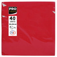 SERVIETTE 38X38 CM OUATE GAUFRÉE 2 PLIS ROUGE X1200