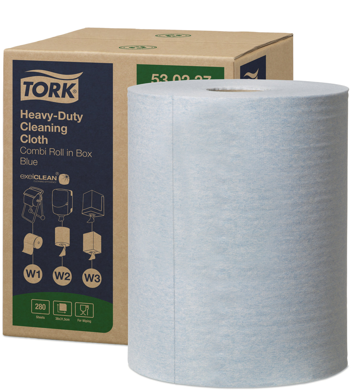 BOBINE DEVIDAGE CLASSIQUE NON TISSE TORK COMBI ROLL W1/W2/W3 BLEU 280 FORMATS 38X31,5CM