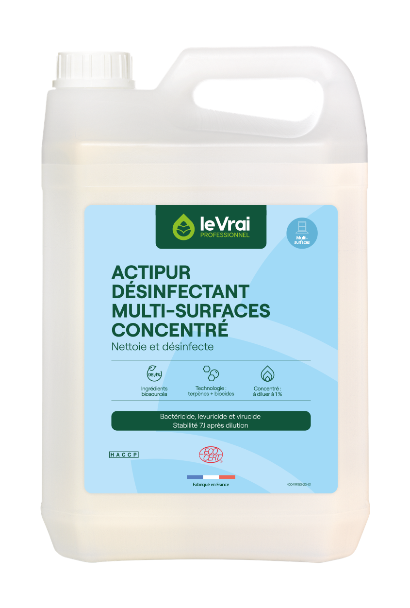 DETERGENT DESINFECTANT MULTI SURFACES CONCENTRE ACTIPUR LE VRAI PROFESSIONNEL ECOCERT 5L