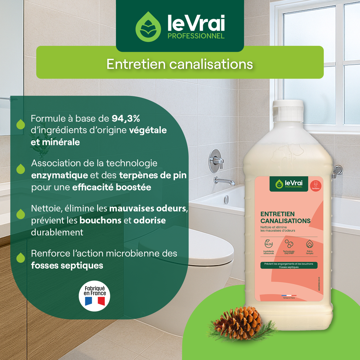 ENTRETIEN CANALISATIONS ET FOSSE SEPTIQUE LE VRAI PROFESSIONNEL 1L