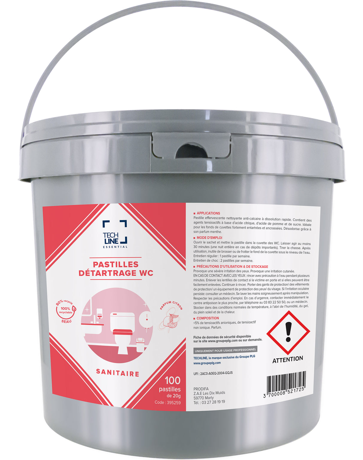 DETARTRANT WC TECHLINE PASTILLES X100