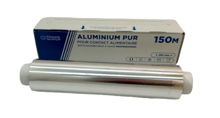 ALUMINIUM ROULEAU EN BOÎTE DISTRIBUTRICE 10,5µ 29CM X150M