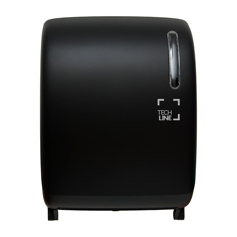 DISTRIBUTEUR D’ESSUIE-MAINS ROULEAUX À DÉCOUPE AUTOMATIQUE TECHLINE NOIR