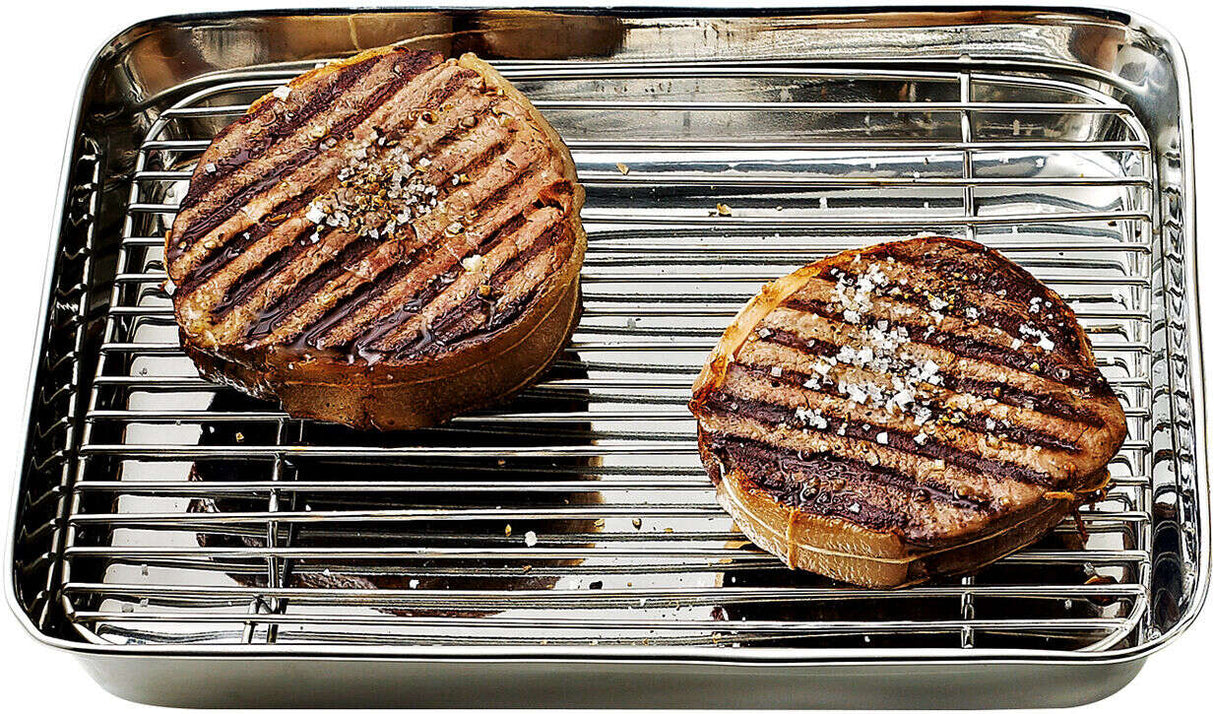 MINI-PLAT JAPONAIS INOX AVEC GRILLE 24X19 CM