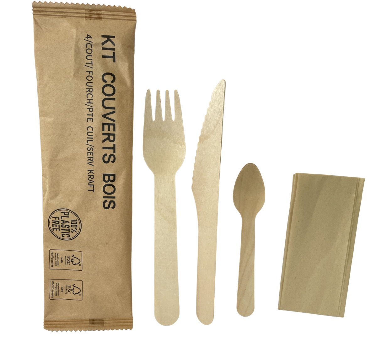 KIT COUVERTS BOIS 4 EN 1 X500