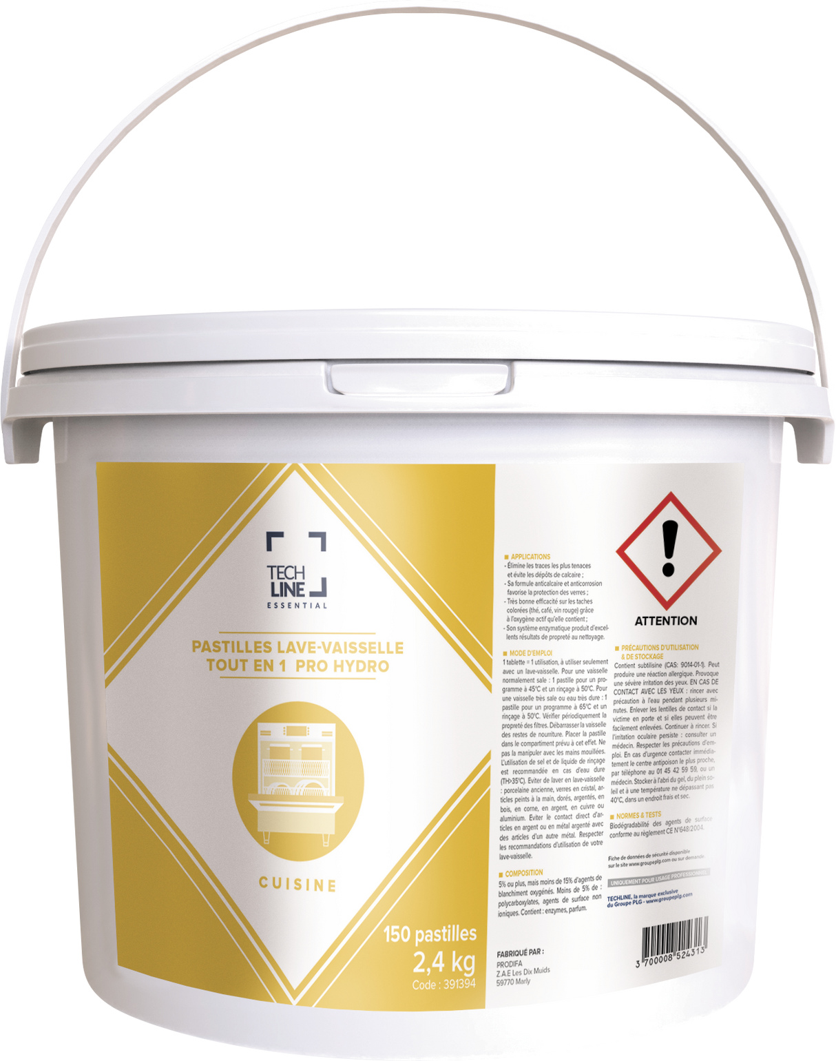 DETERGENT TABLETTES VAISSELLE TOUT EN 1 PRO HYDRO TECHLINE X150