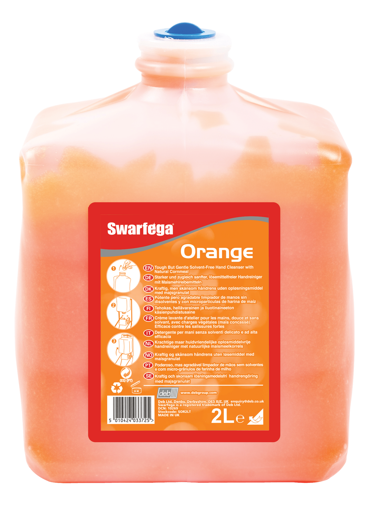 SAVON ATELIER SANS SOLVANT SWARFEGA® ORANGE CARTOUCHE 2L X6
