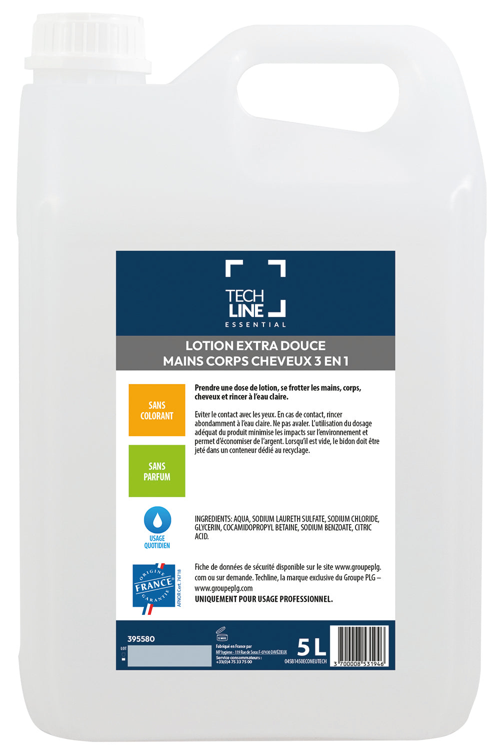 SAVON MAINS CORPS & CHEVEUX TECHLINE BIDON 5L