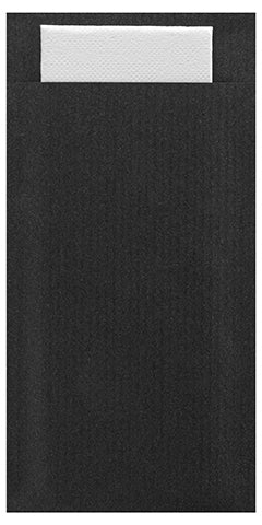 POCHETTE À COUVERTS ÉBÈNE AVEC SERVIETTE CELI-OUATE BLANCHE 39X39CM X240