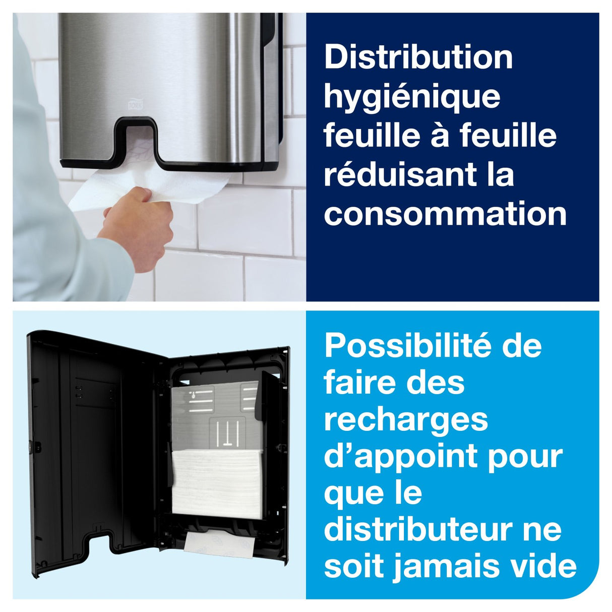 DISTRIBUTEUR D’ESSUIE-MAINS PLIÉS TORK XPRESS® H2 INOX