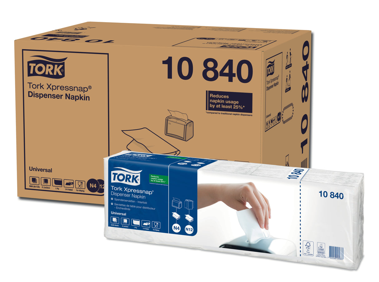 SERVIETTE POUR DISTRIBUTEUR 21.3X33CM TORK® XPRESSNAP® N4 1 PLI BLANC X9000