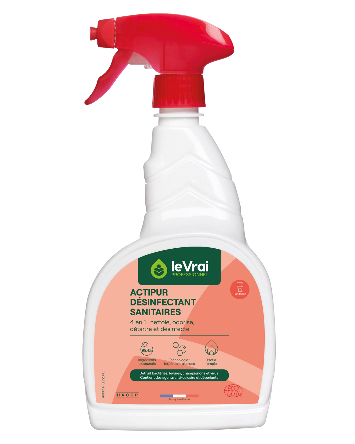 DETARTRANT DESINFECTANT SANITAIRES ACTIPUR LE VRAI PROFESSIONNEL ECOCERT 750ML