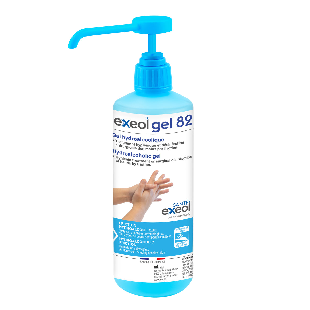 GEL HYDROALCOOLIQUE EXEOL GEL 82 FLACON POMPE 500ML