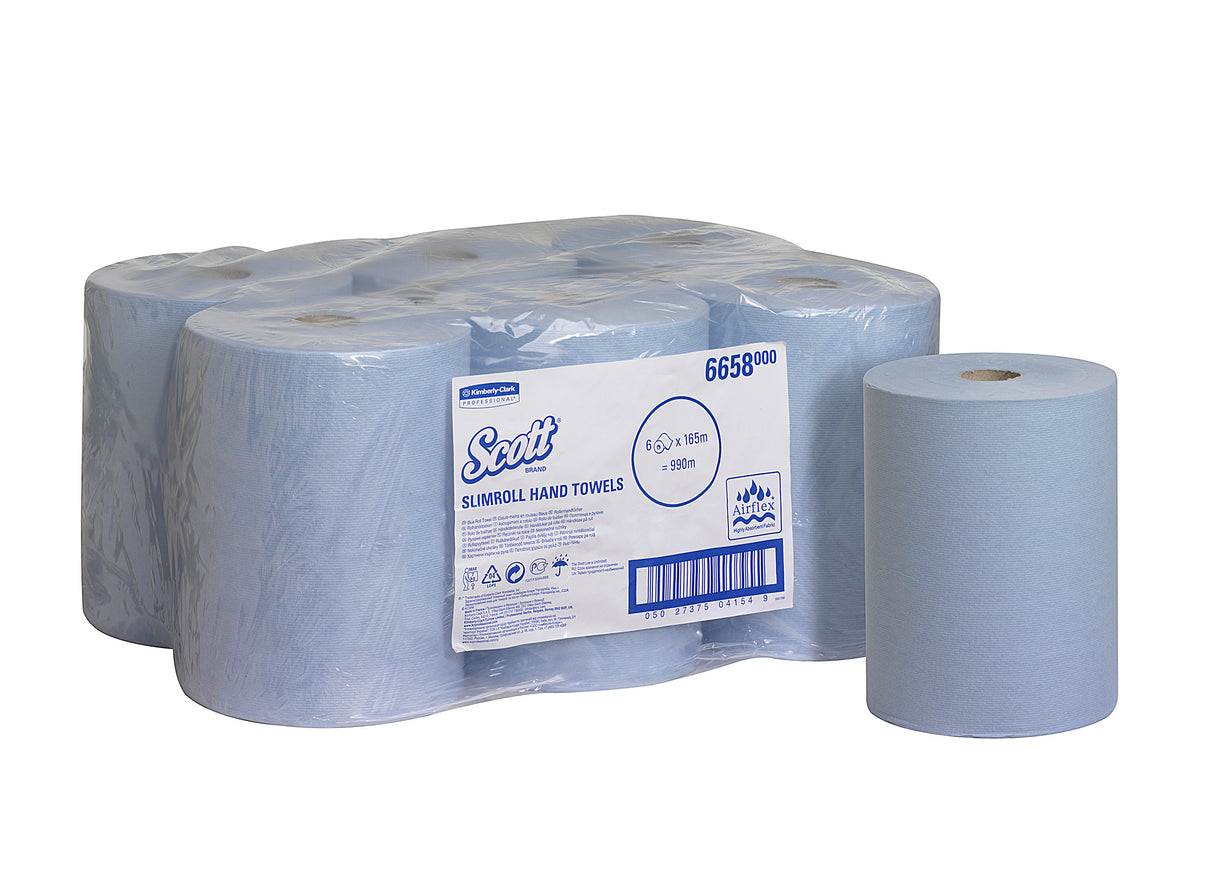ESSUIE-MAINS ROULEAU SCOTT® SLIMROLL BLEU AIRFLEX 1 PLI 165M ECOLABEL X6