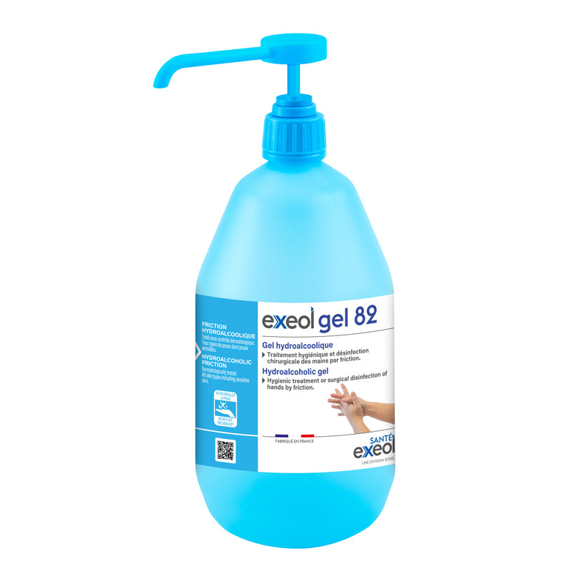 GEL HYDROALCOOLIQUE EXEOL GEL 82 FLACON POMPE 1L