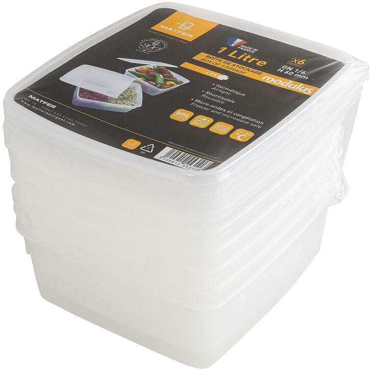 SOUPLES BACS GN 1/6 176X162X110MM AVEC COUVERCLES X6