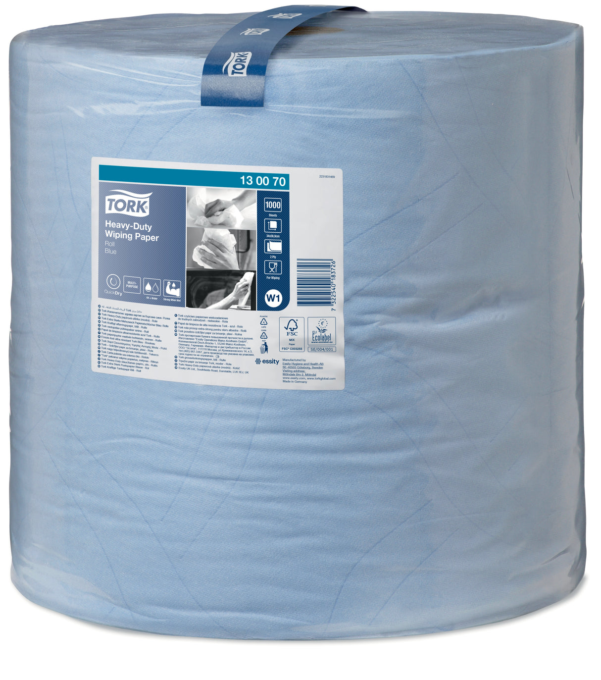 BOBINE DEVIDAGE CLASSIQUE TORK W1 BLEU 1000 FORMATS 2 PLIS 34X37CM X1