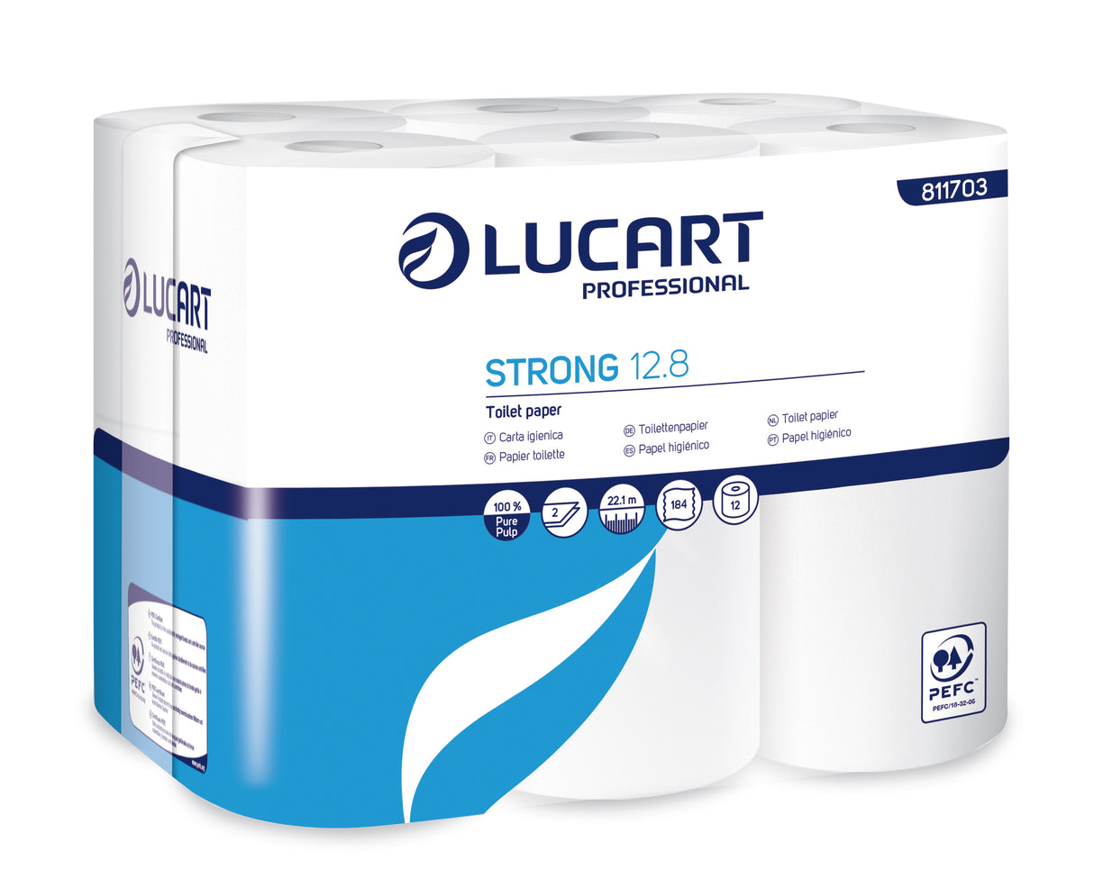 PAPIER TOILETTE PETIT ROULEAU STRONG BLANC 180 FORMATS 2 PLIS X96