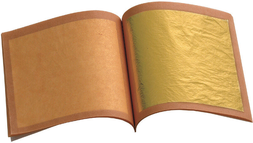 CARNET FEUILLES D'OR POUR DÉCOR PÂTISSERIE 8X8 CM X25