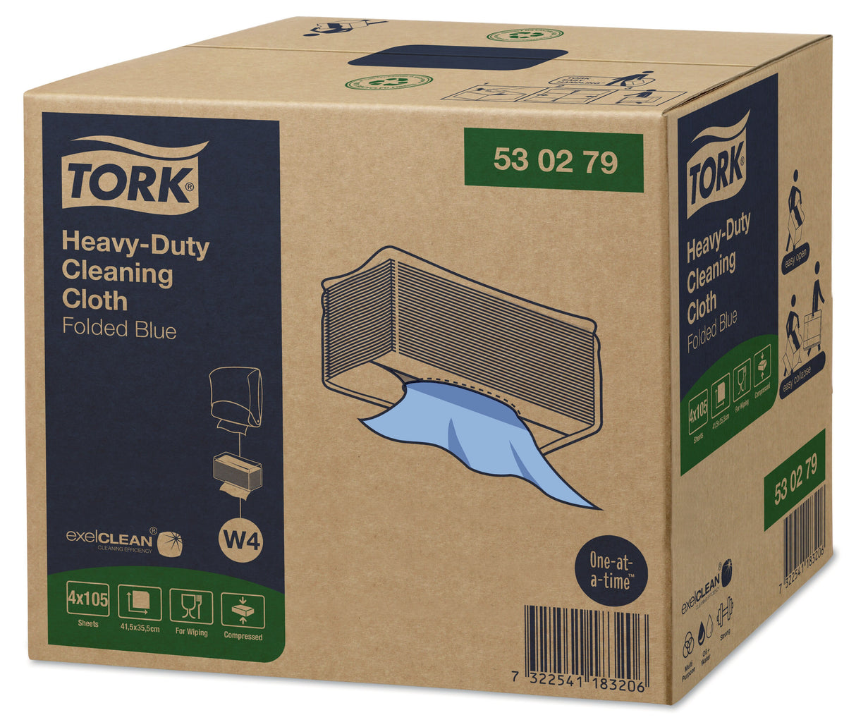 LAVETTE NON TISSEE USAGE COURT TORK W4 BLEU BOITE DE 105 FORMATS X4
