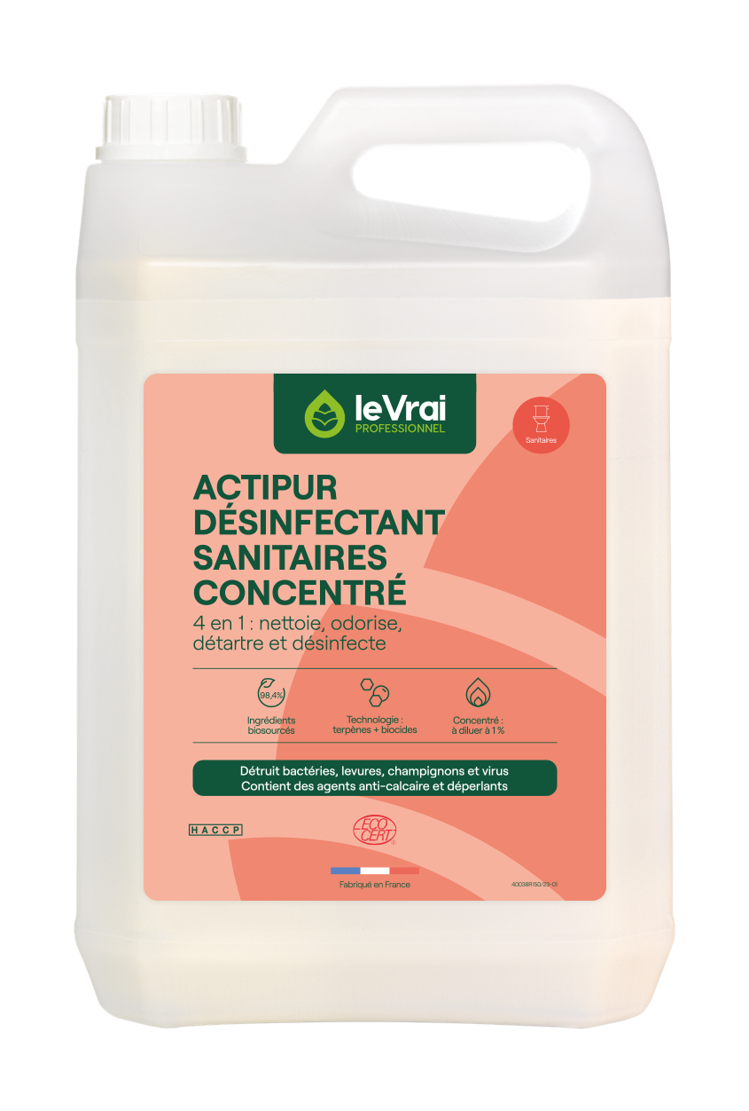 DETARTRANT DESINFECTANT SANITAIRES ACTIPUR CONCENTRE LE VRAI PROFESSIONNEL ECOCERT 5L