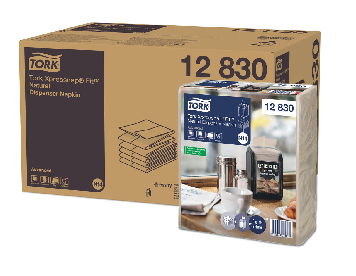 SERVIETTE POUR DISTRIBUTEUR 21.3X16.5CM TORK® XPRESSNAP FIT® N14 2 PLIS NATURE X4320