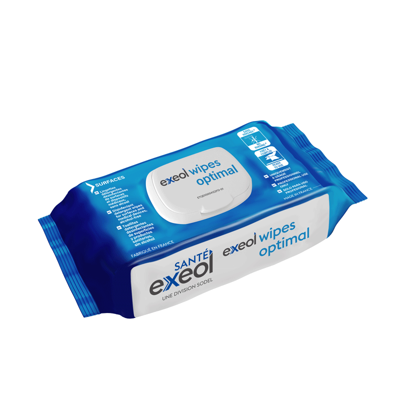 LINGETTES NETTOYANTES DESINFECTANTES EXEOL WIPES OPTIMAL X100