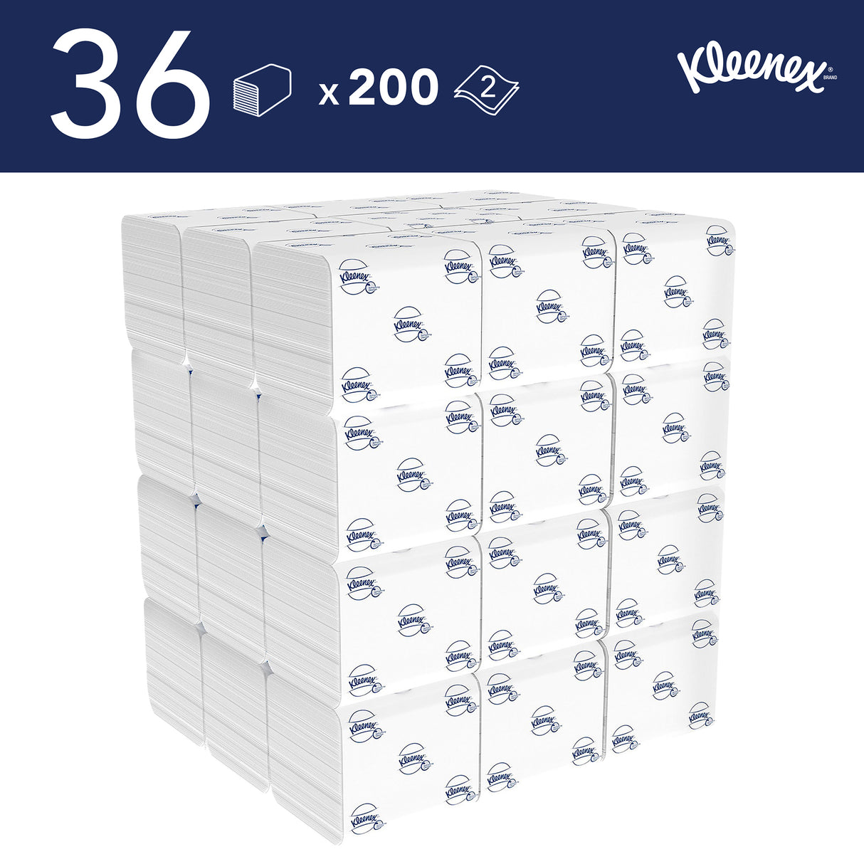 PAPIER TOILETTE PLIÉ KLEENEX®ULTRA BLANC 200 FORMATS 2 PLIS ECOLABEL X36