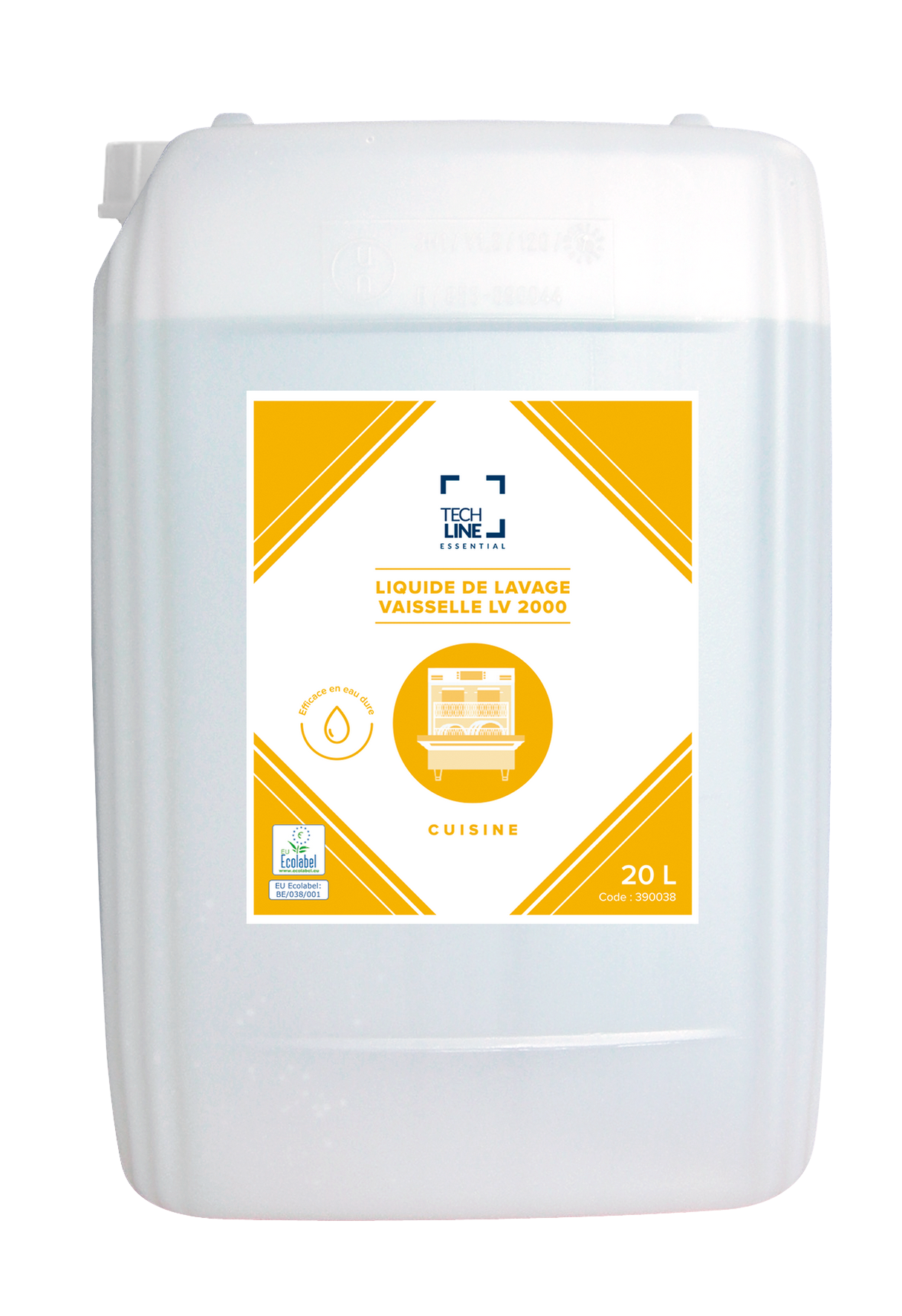 DETERGENT LIQUIDE VAISSELLE EAU DURE TECHLINE LV2000 ECOLABEL EU 20L