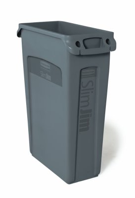 POUBELLE SLIM JIM 87L GRIS AVEC CONDUITS D'AERATION