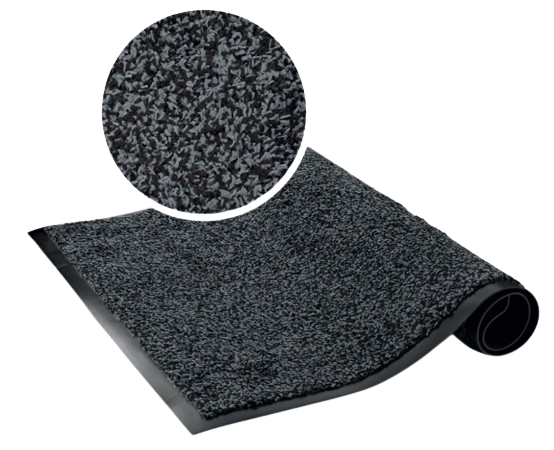 TAPIS MICROFIBRE TECHLINE 90X150CM NOIR / GRIS