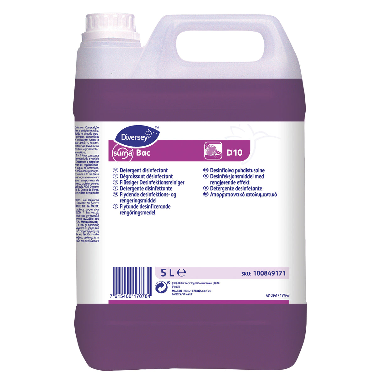 DEGRAISSANT DESINFECTANT MULTI SURFACES ALIMENTAIRE SUMA BAC (D10) 5L