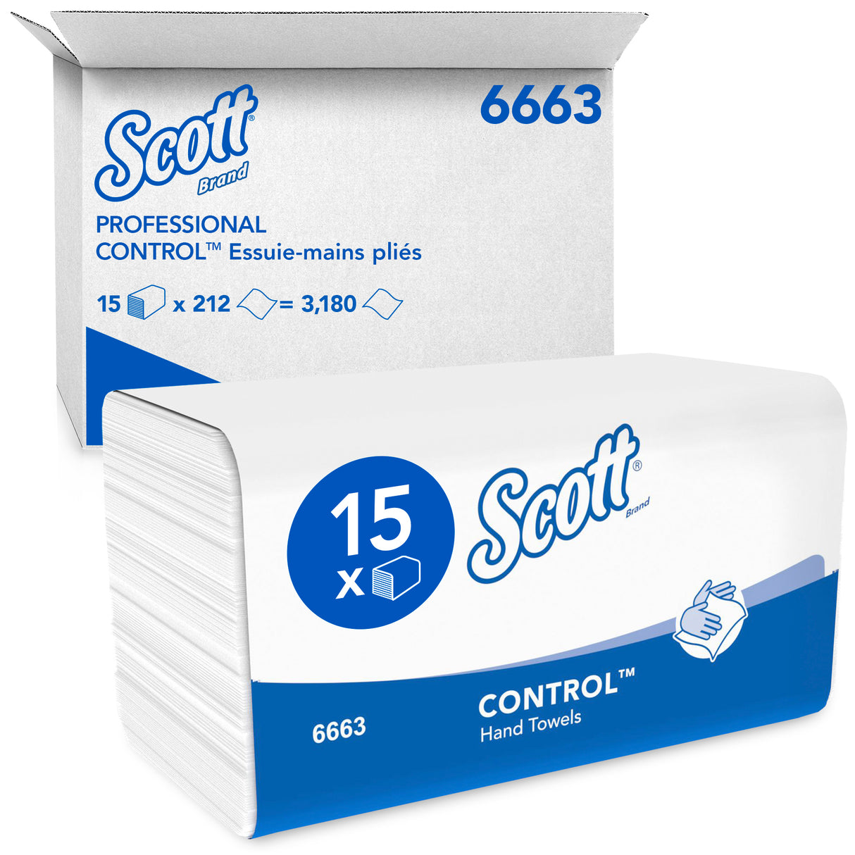 ESSUIE-MAINS PLIÉS EN W SCOTT® BLANC 21.5X31.5CM 212 FORMATS 1 PLI ECOLABEL X15