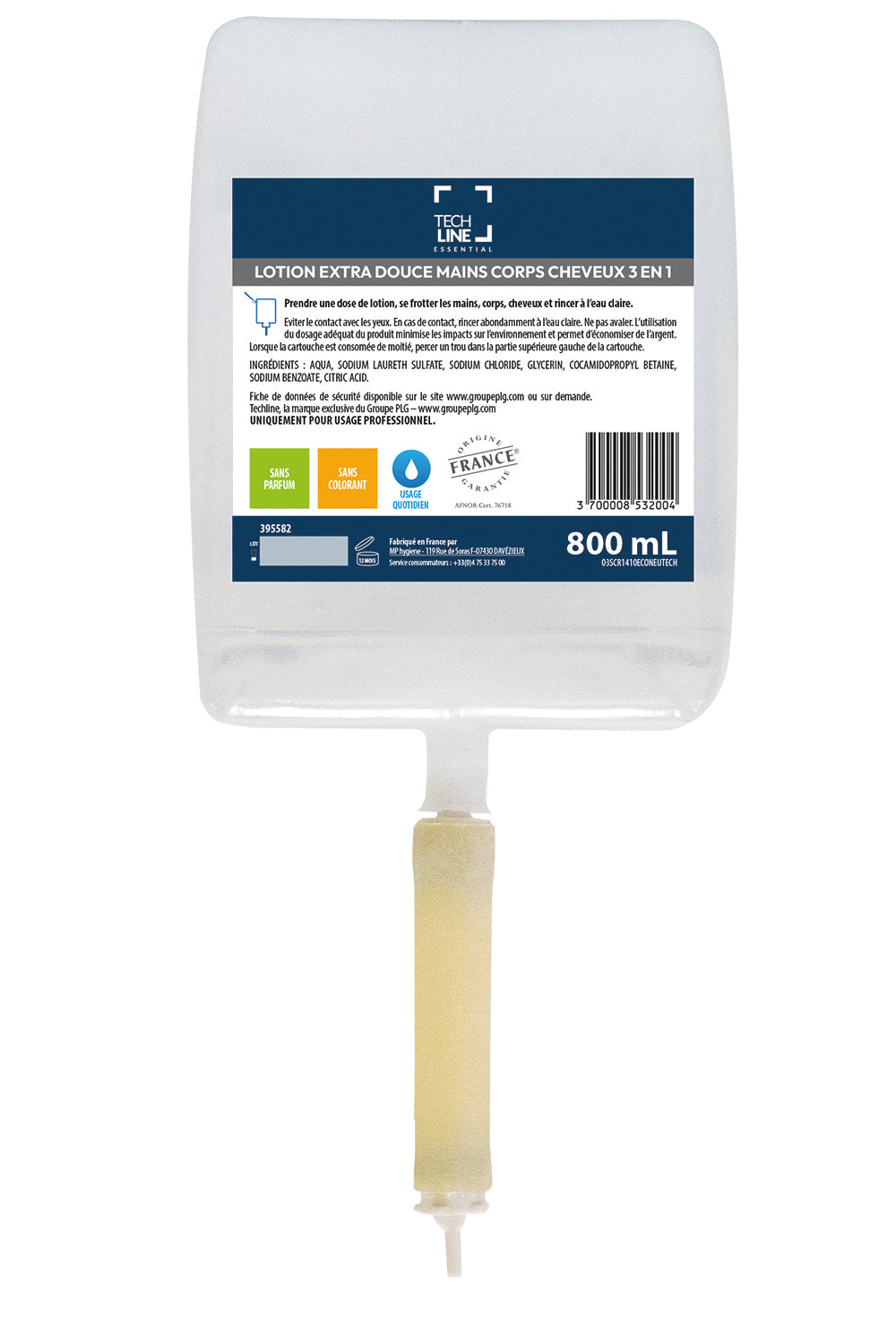 SAVON MAINS CORPS & CHEVEUX TECHLINE CARTOUCHE 800ML X6