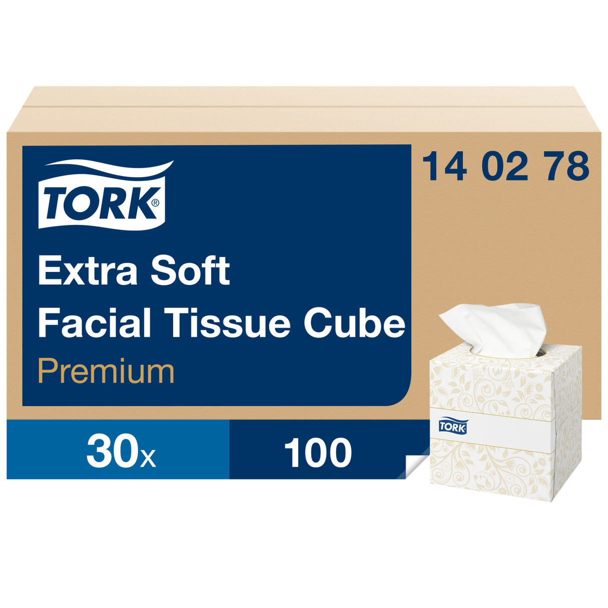 MOUCHOIRS BOÎTE CUBIQUE TORK® PREMIUM BLANC 100 FORMATS 2 PLIS ECOLABEL X30