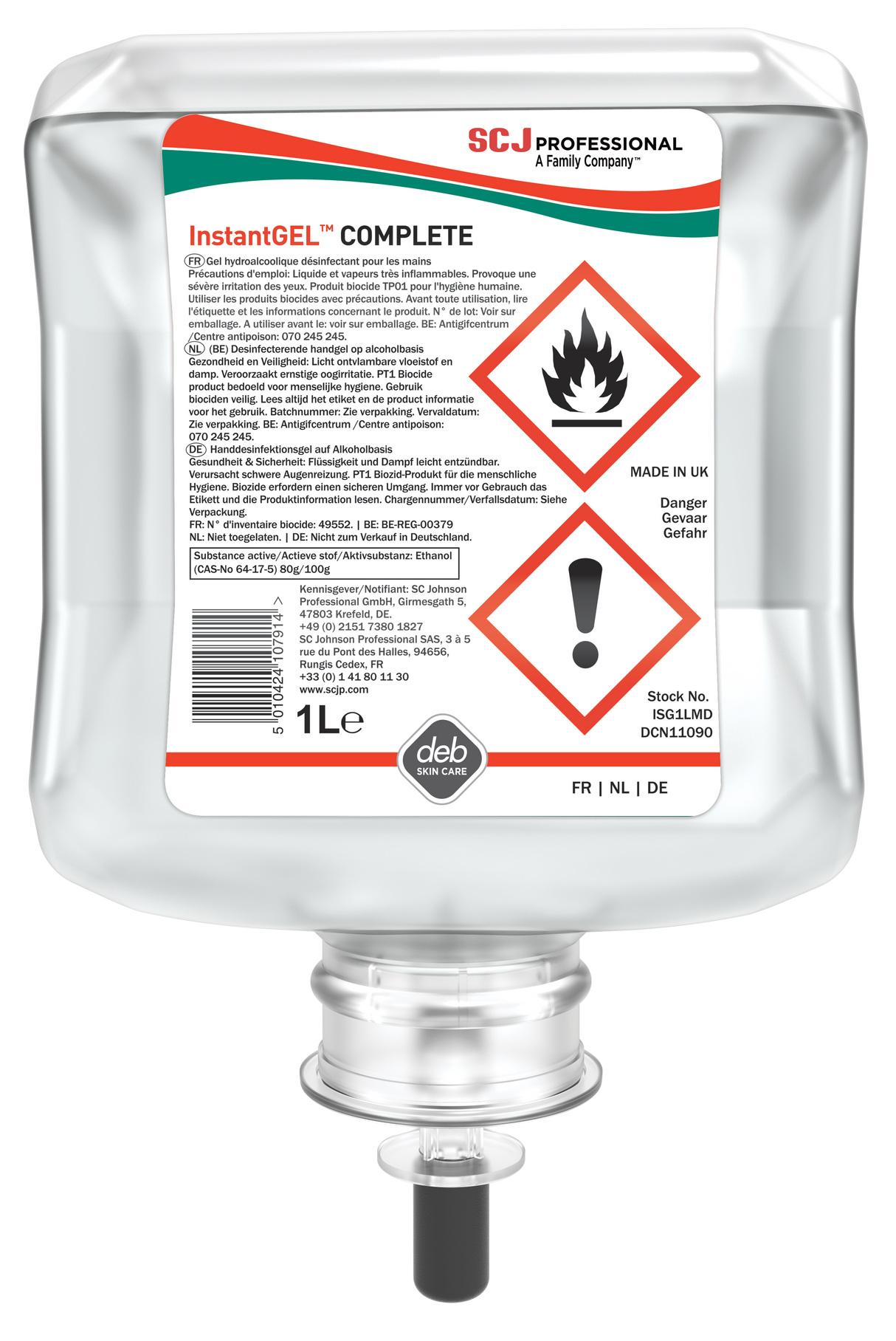 GEL HYDROALCOOLIQUE INSTANTGEL® COMPLETE CARTOUCHE 1LX6