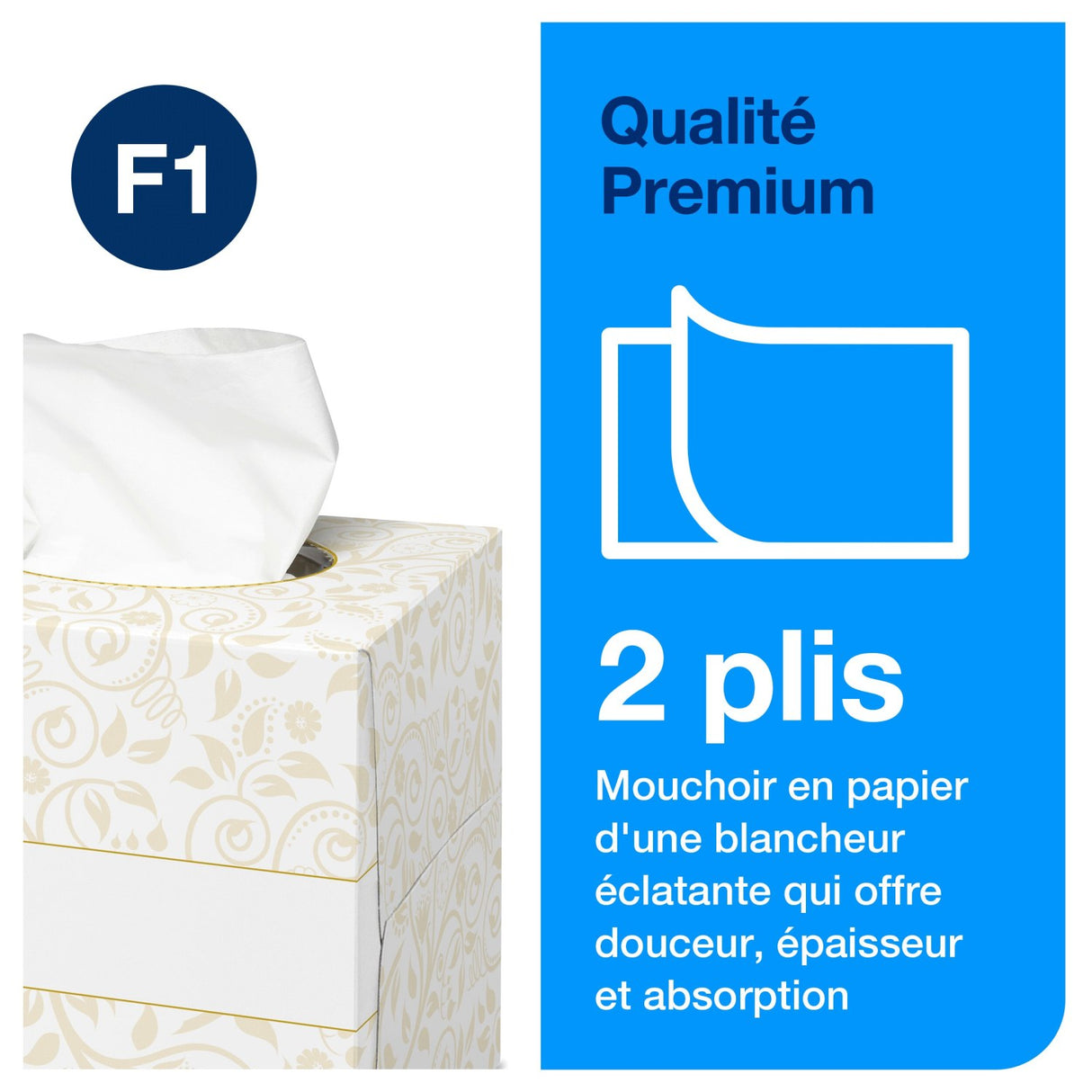 MOUCHOIRS BOÎTE CUBIQUE TORK® PREMIUM BLANC 100 FORMATS 2 PLIS ECOLABEL X30